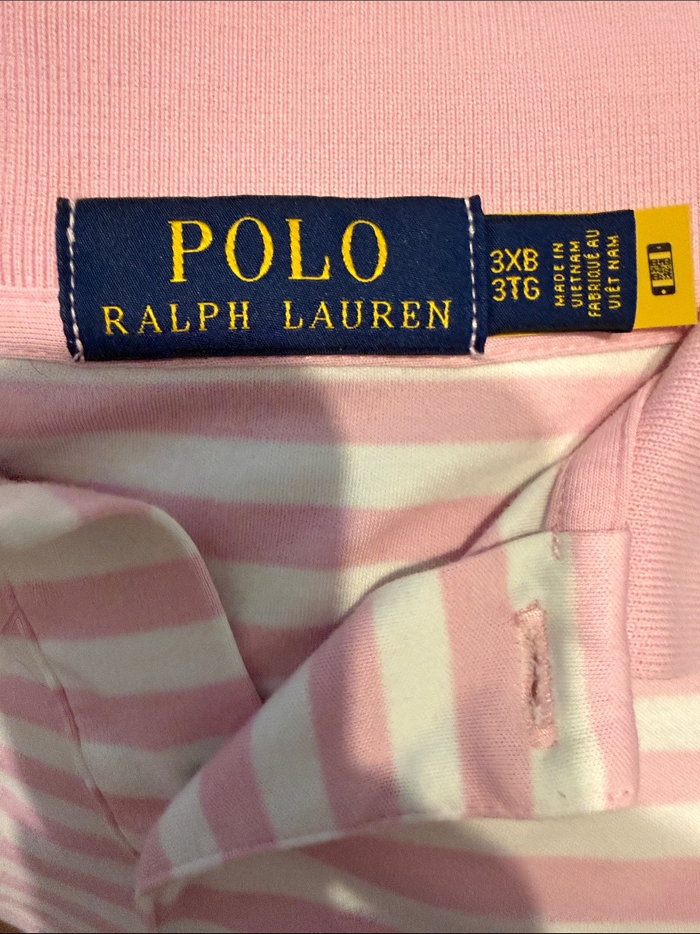 Polo by Ralph Lauren Pink and White Striped Polo